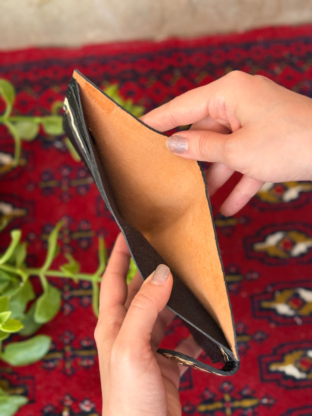 کیف پول جیبی پلنگی جنس چرم طبیعی دستساز نیل ست