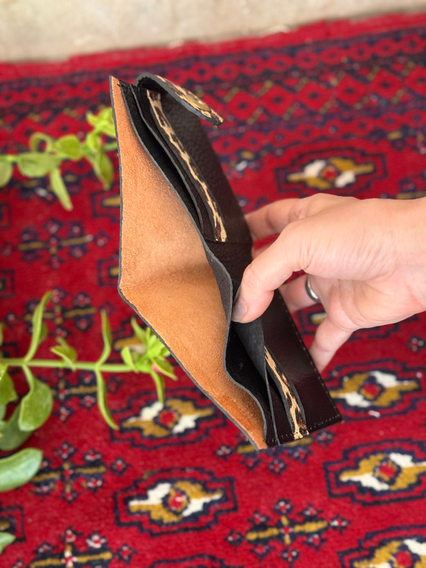 کیف پول جیبی پلنگی جنس چرم طبیعی دستساز نیل ست