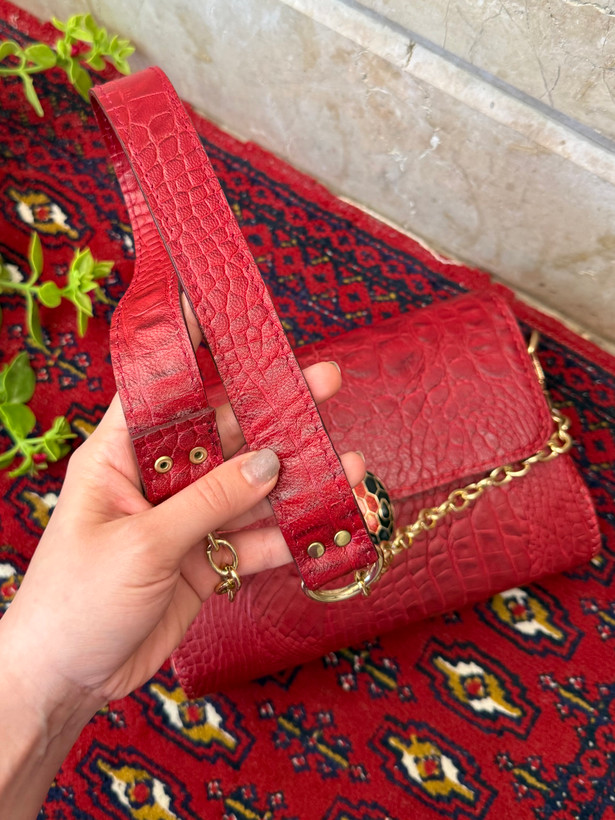 کیف دوشی مجلسی زنانه جنس چرم طبیعی دستساز نیل ست