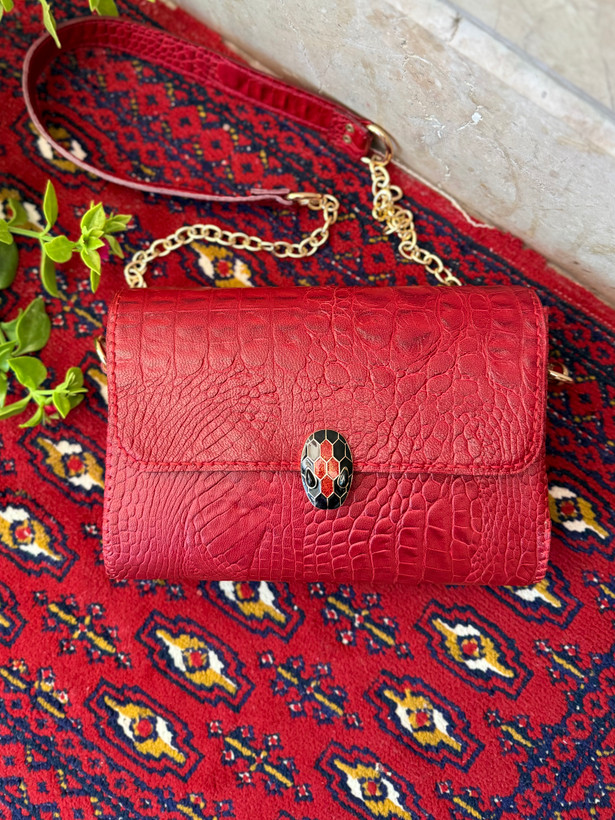 کیف دوشی مجلسی زنانه جنس چرم طبیعی دستساز نیل ست